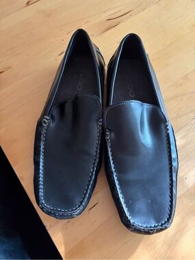 Aldo Black Leather Slip-On Loafers